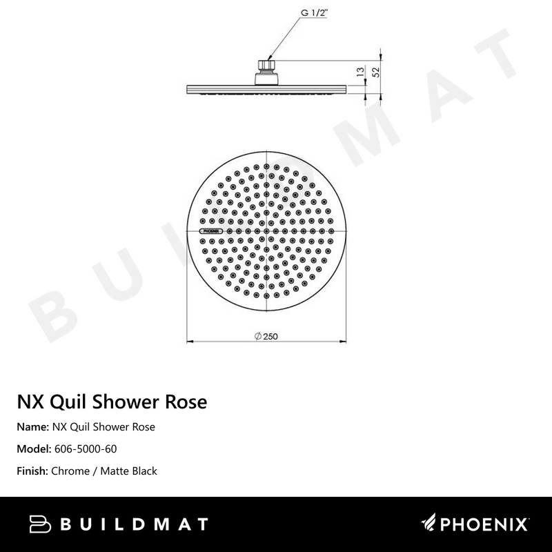 NX Quil Shower Rose Chrome Black