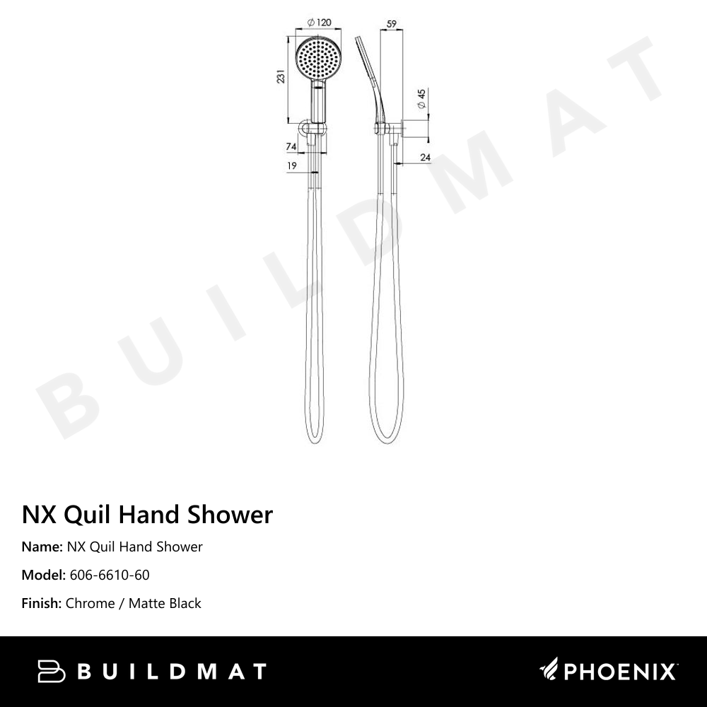 NX Quil Hand Shower Chrome Black