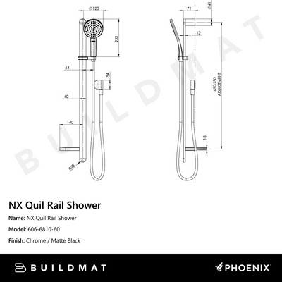 NX Quil Rail Shower Chrome Black