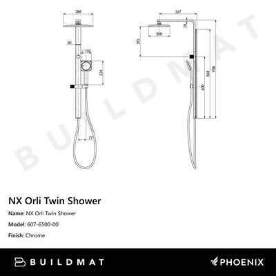 NX Orli Twin Shower Chrome