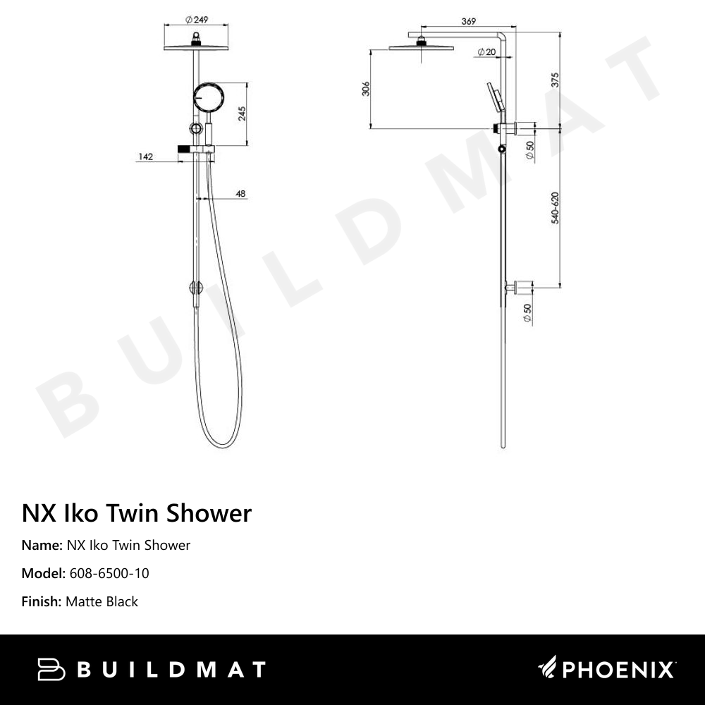 NX Iko Twin Shower Matte Black