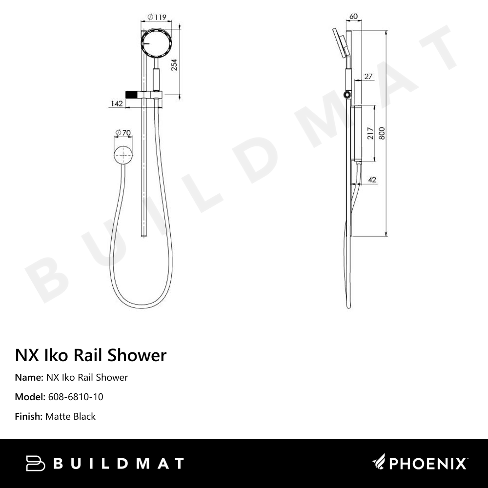 NX Iko Rail Shower Matte Black