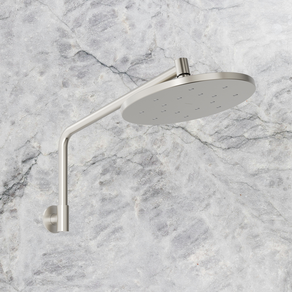 Ormond High-Rise Shower Arm & Rose Brushed Nickel