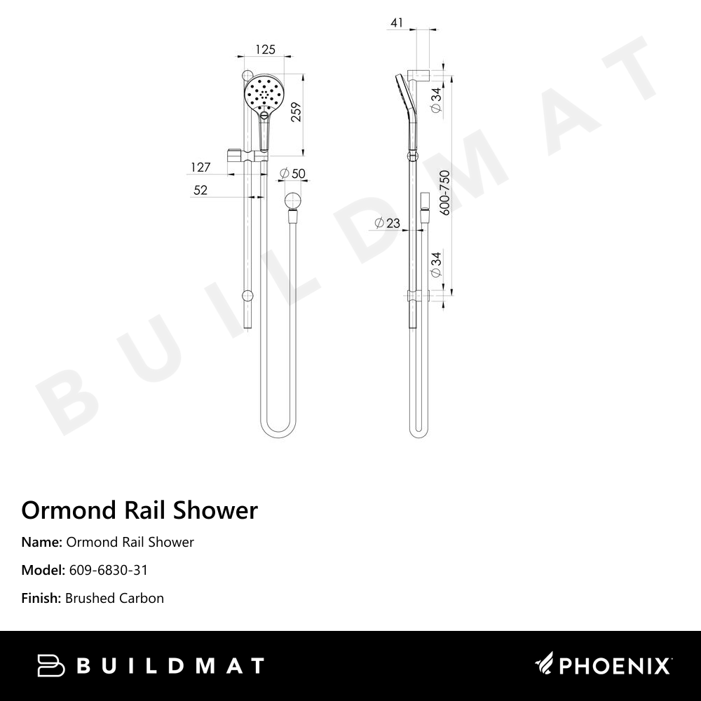 Ormond Rail Shower Brushed Carbon