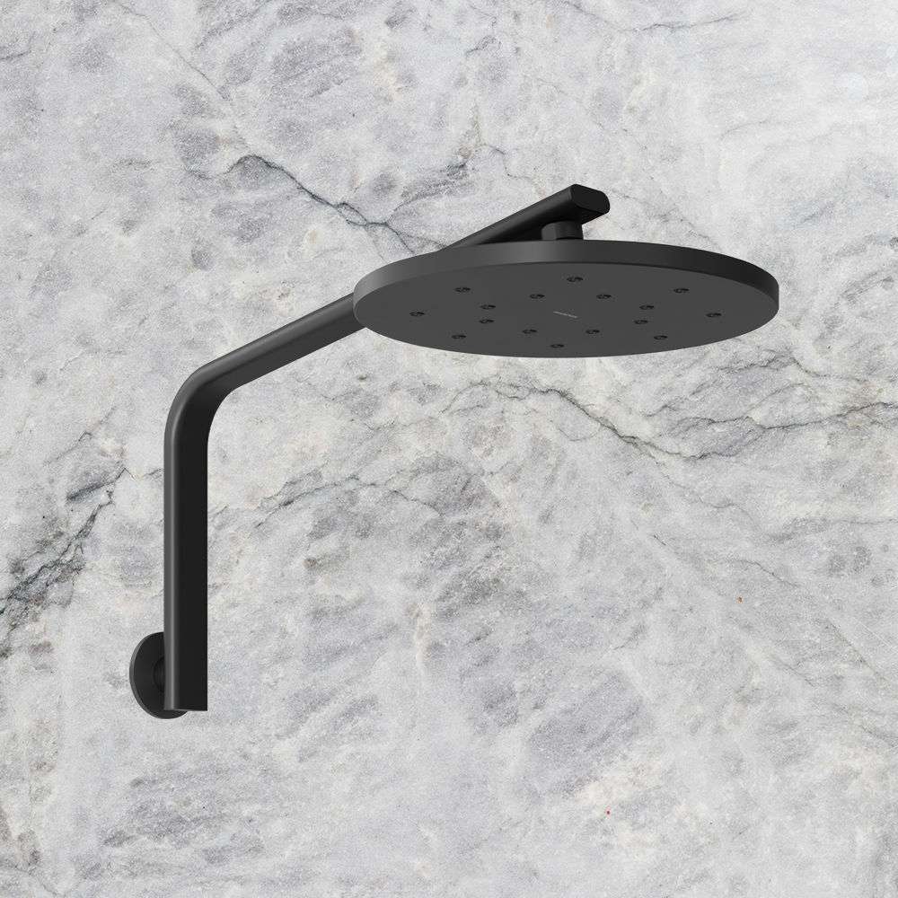 Oxley High-Rise Shower Arm & Rose  Matte Black