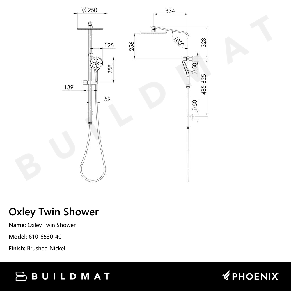 Oxley Twin Shower Brushed Nickel