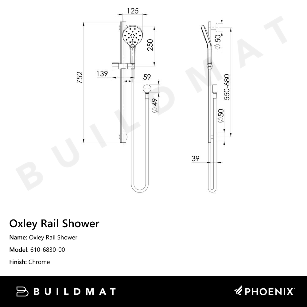 Oxley Rail Shower Chrome