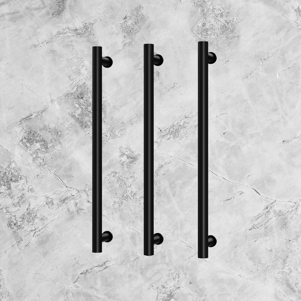 Phoenix Heated Triple Towel Rail Round 600mm Matte Black