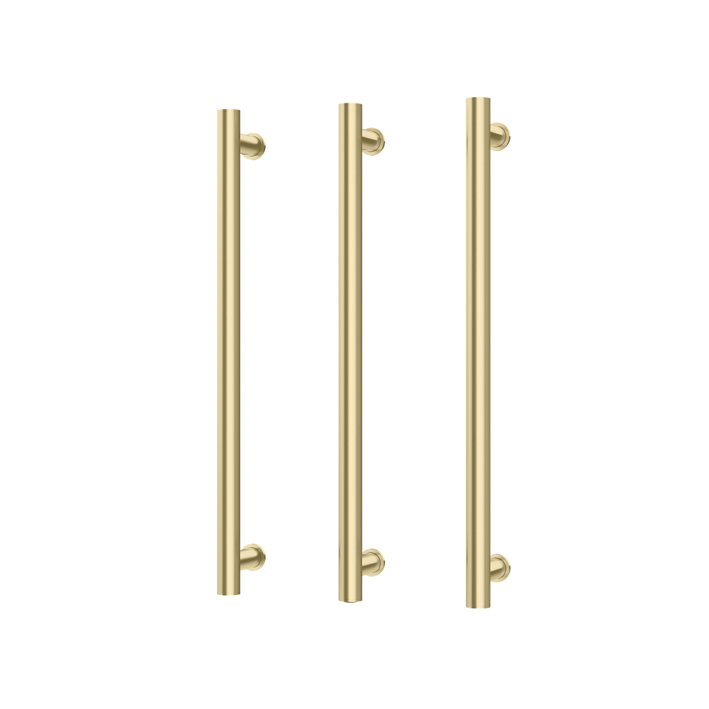 Phoenix Heated Triple Towel Rail Round 600mm Brushed Gold