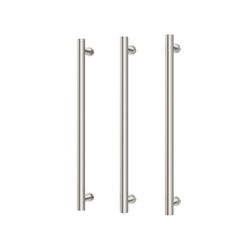 Phoenix Heated Triple Towel Rail Round 600mm Brushed Nickel