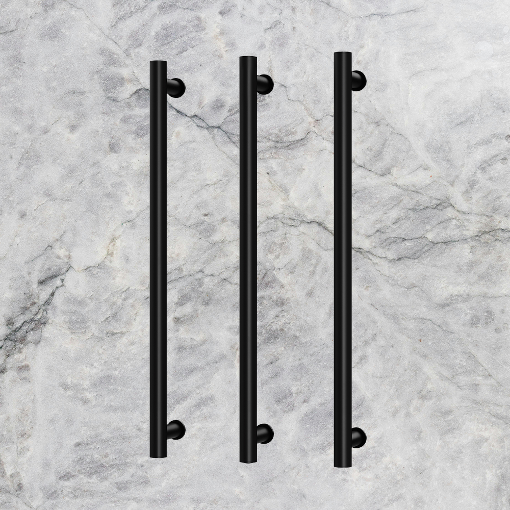 Phoenix Heated Triple Towel Rail Round 800mm Matte Black