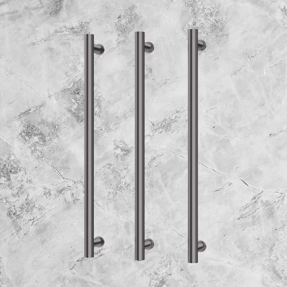 Phoenix Heated Triple Towel Rail Round 800mm Brushed Carbon