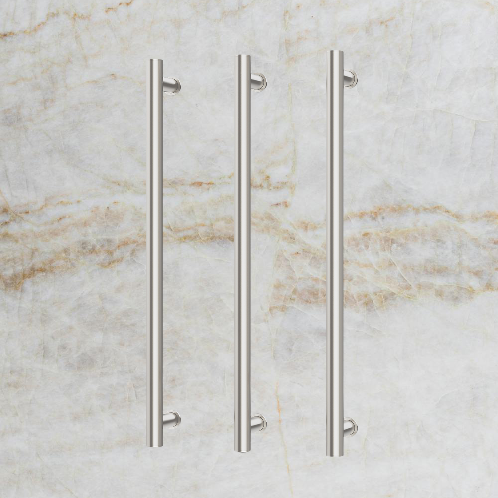 Phoenix Heated Triple Towel Rail Round 800mm Brushed Nickel