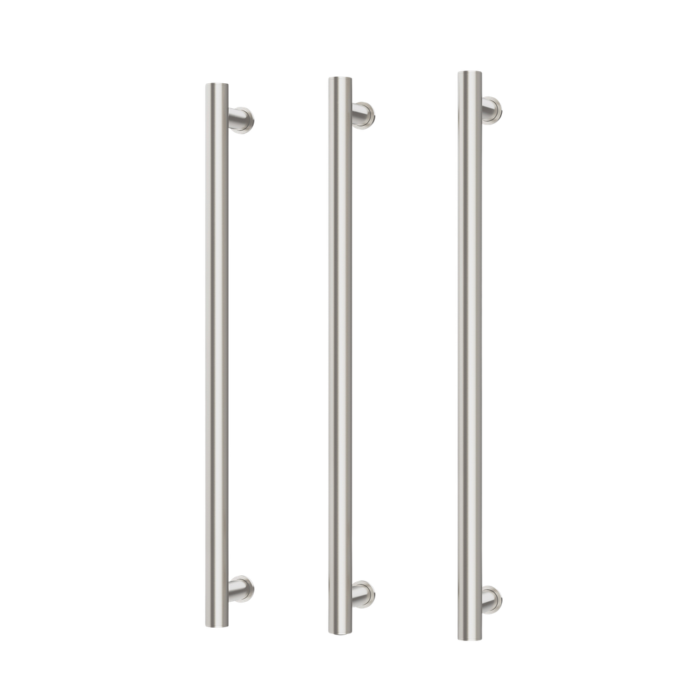 Phoenix Heated Triple Towel Rail Round 800mm Brushed Nickel