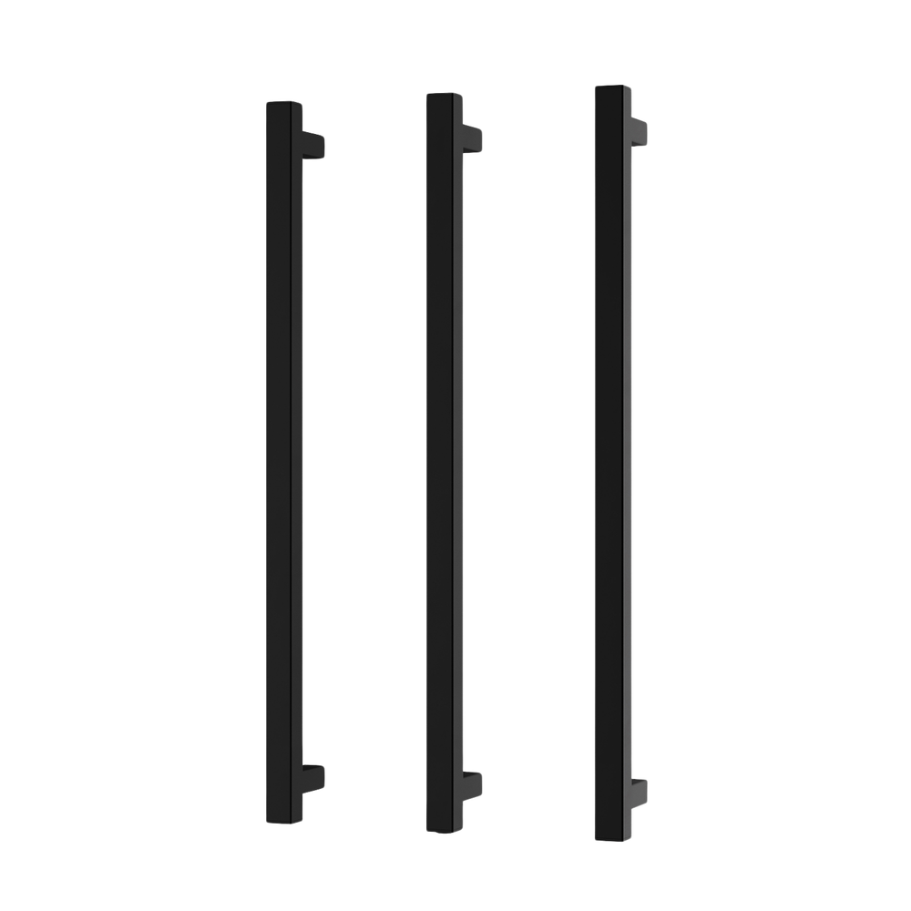 Phoenix Heated Triple Towel Rail Square 800mm Matte Black