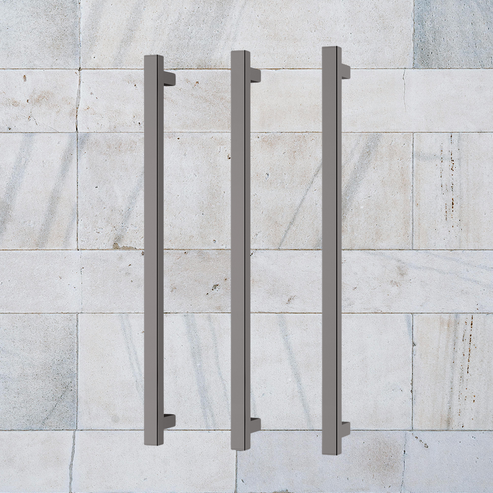 Pheonix Heated Triple Towel Rail Square 800mm Brushed Carbon