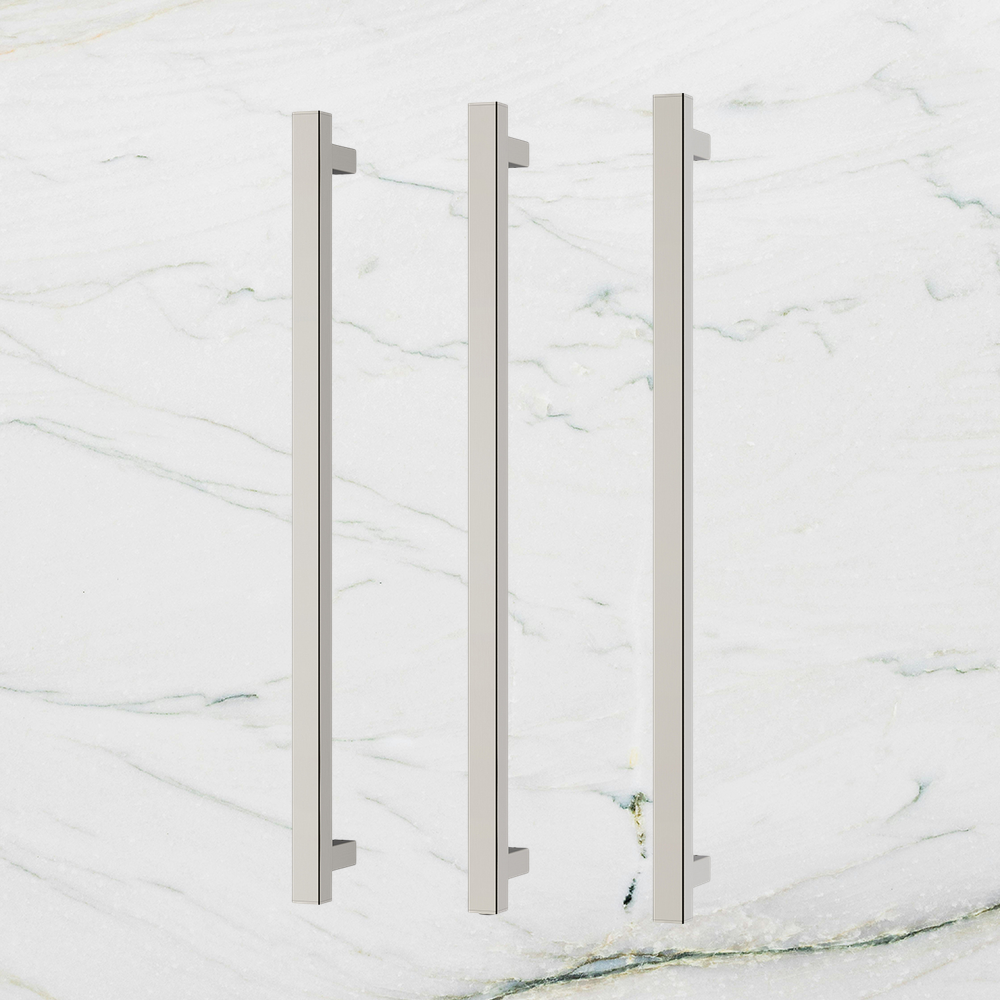 Phoenix Heated Triple Towel Rail Square 800mm Brushed Nickel