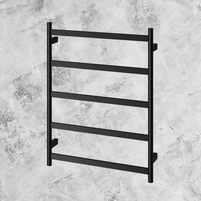 Phoenix Five Flat Bar Heated Towel Ladder 550mm x 740mm Matte Black