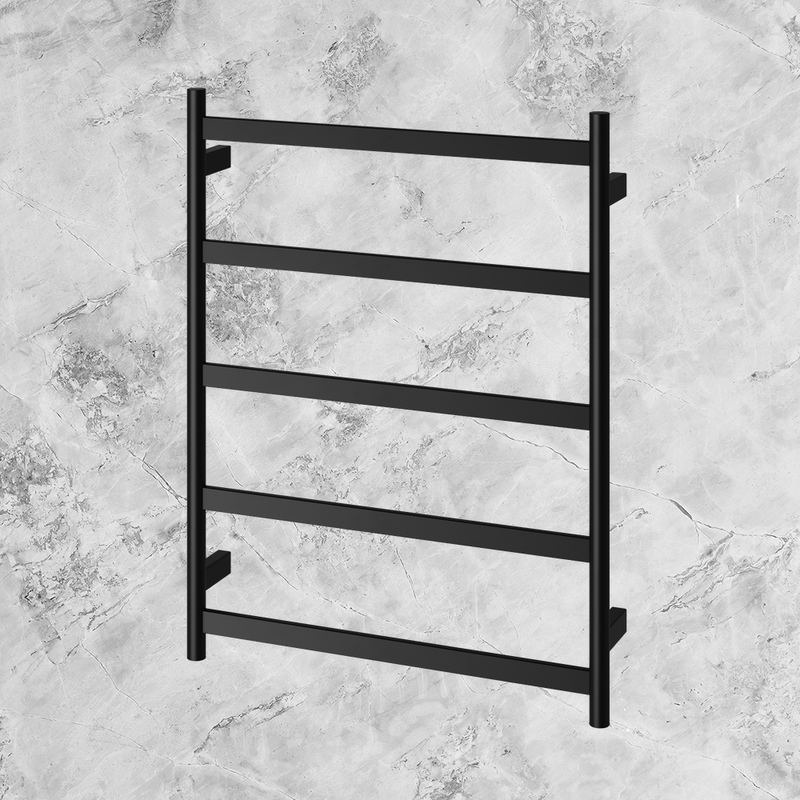 Phoenix Five Flat Bar Heated Towel Ladder 550mm x 740mm Matte Black