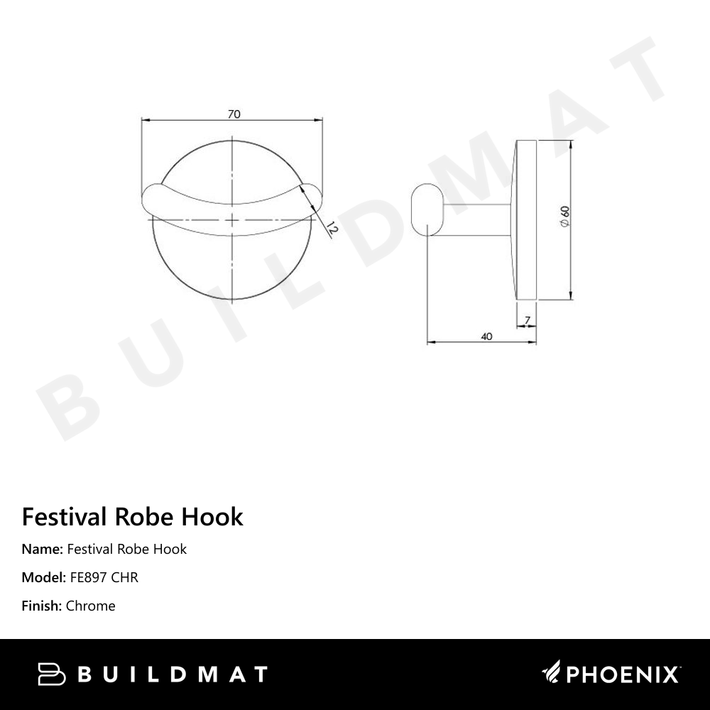 Festival Robe Hook Chrome