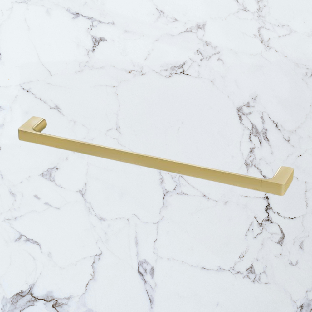 Gloss Single Towel Rail 600mm Brushed Gold