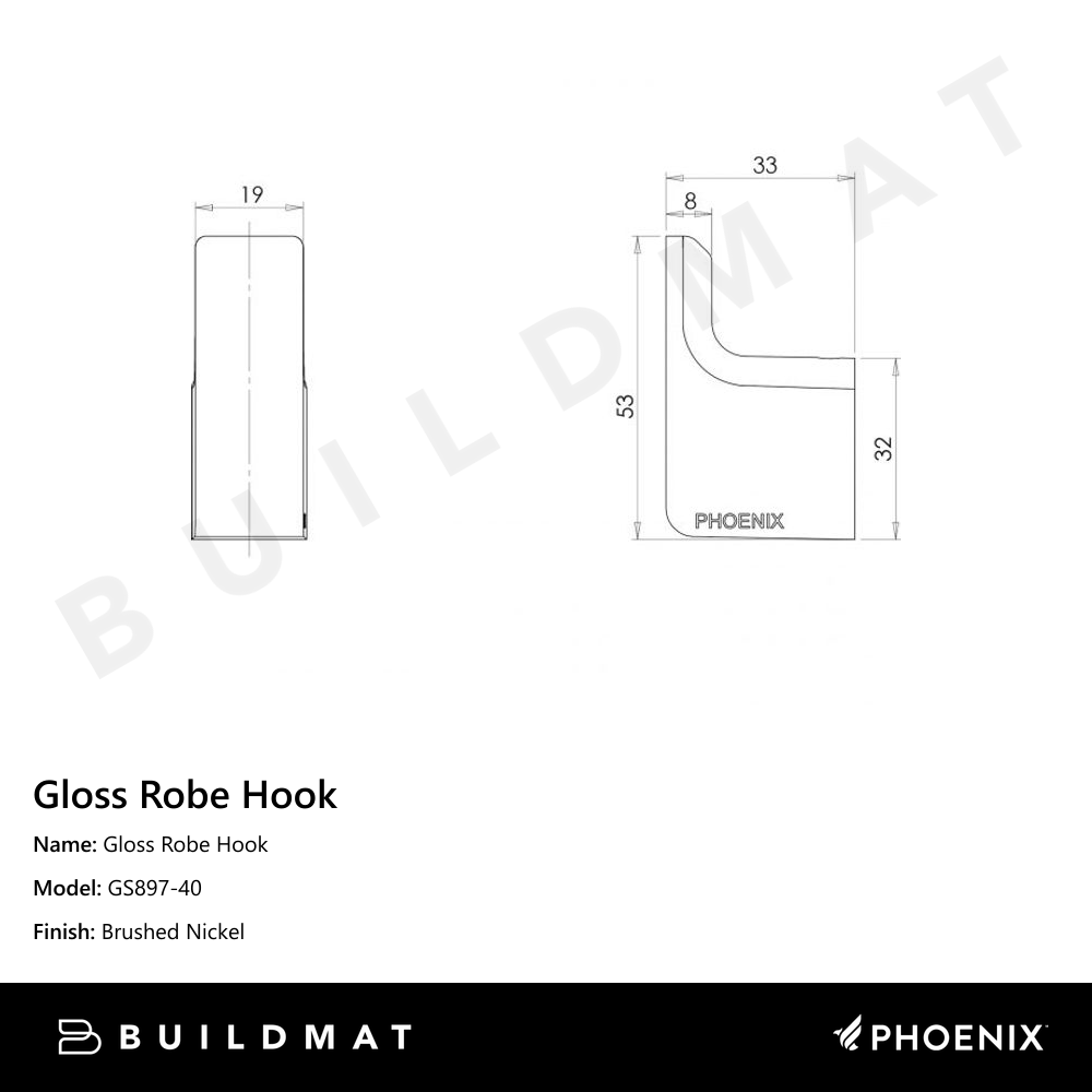 Gloss Robe Hook Brushed Nickel