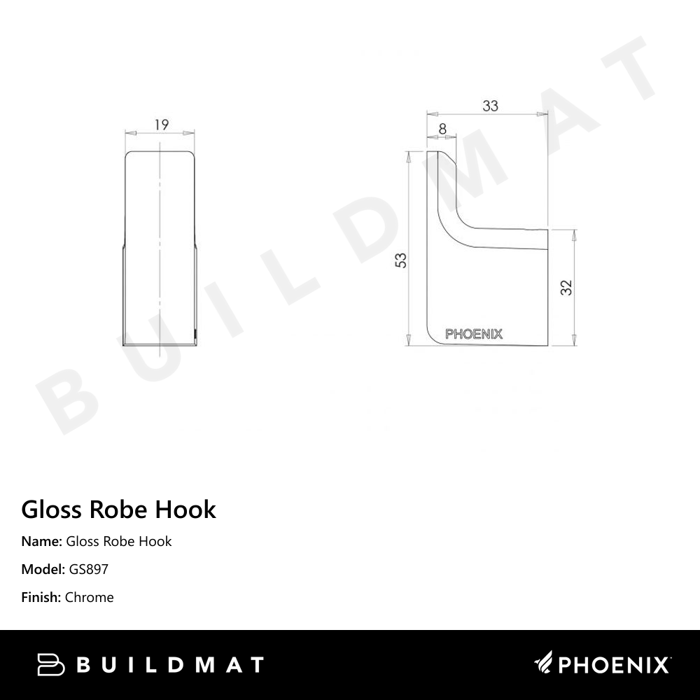 Gloss Robe Hook Chrome