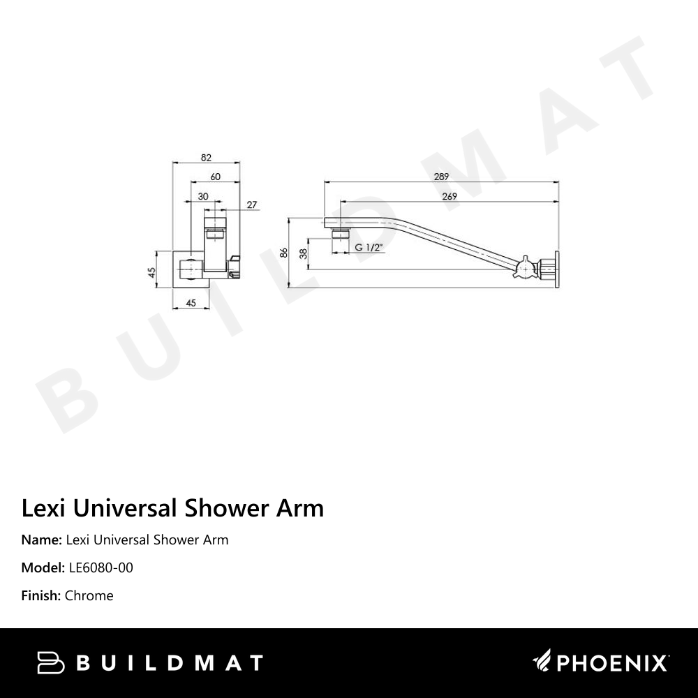 Lexi Universal Shower Arm Chrome