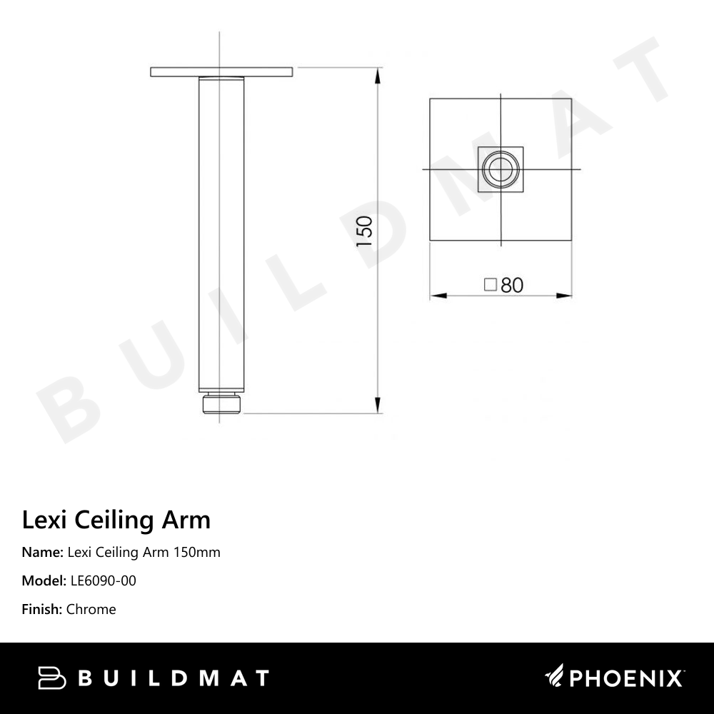 Lexi Ceiling Arm 150mm  Chrome