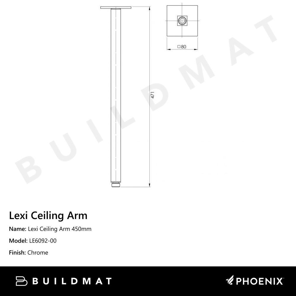 Lexi Ceiling Arm 450mm Chrome