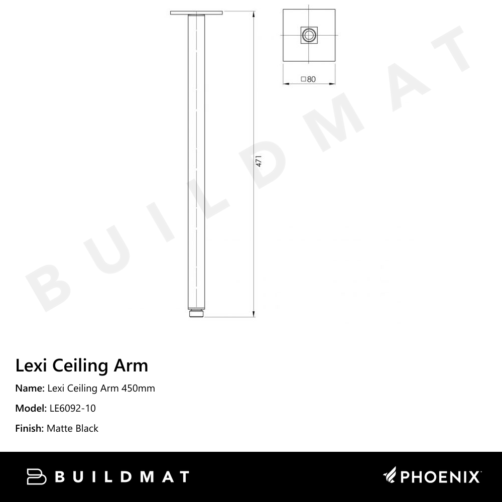 Lexi Ceiling Arm 450mm Matte Black