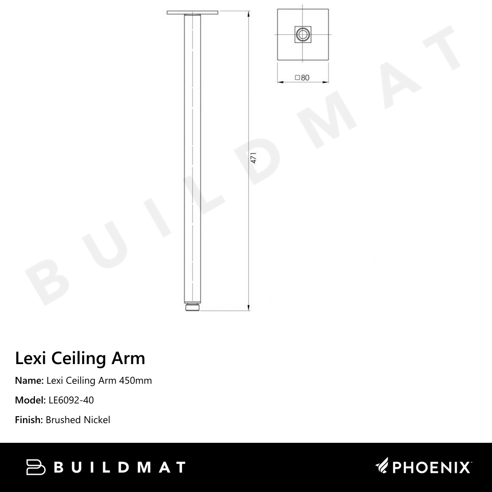 Lexi Ceiling Arm 450mm Brushed Nickel