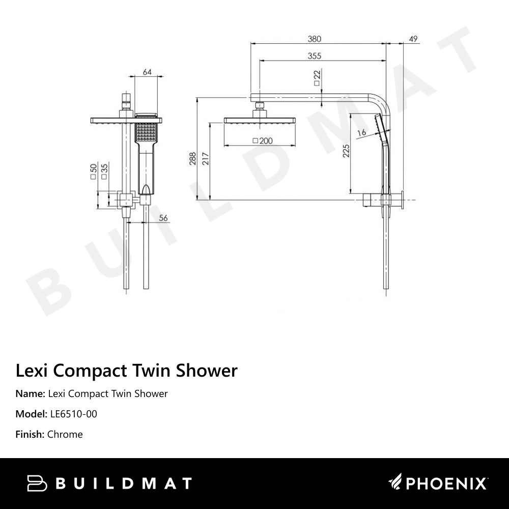 Lexi Compact Twin Shower Chrome