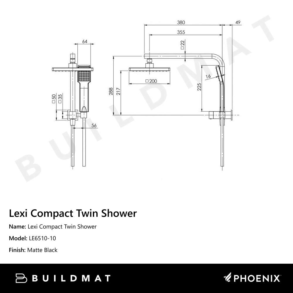 Lexi Compact Twin Shower Matte Black