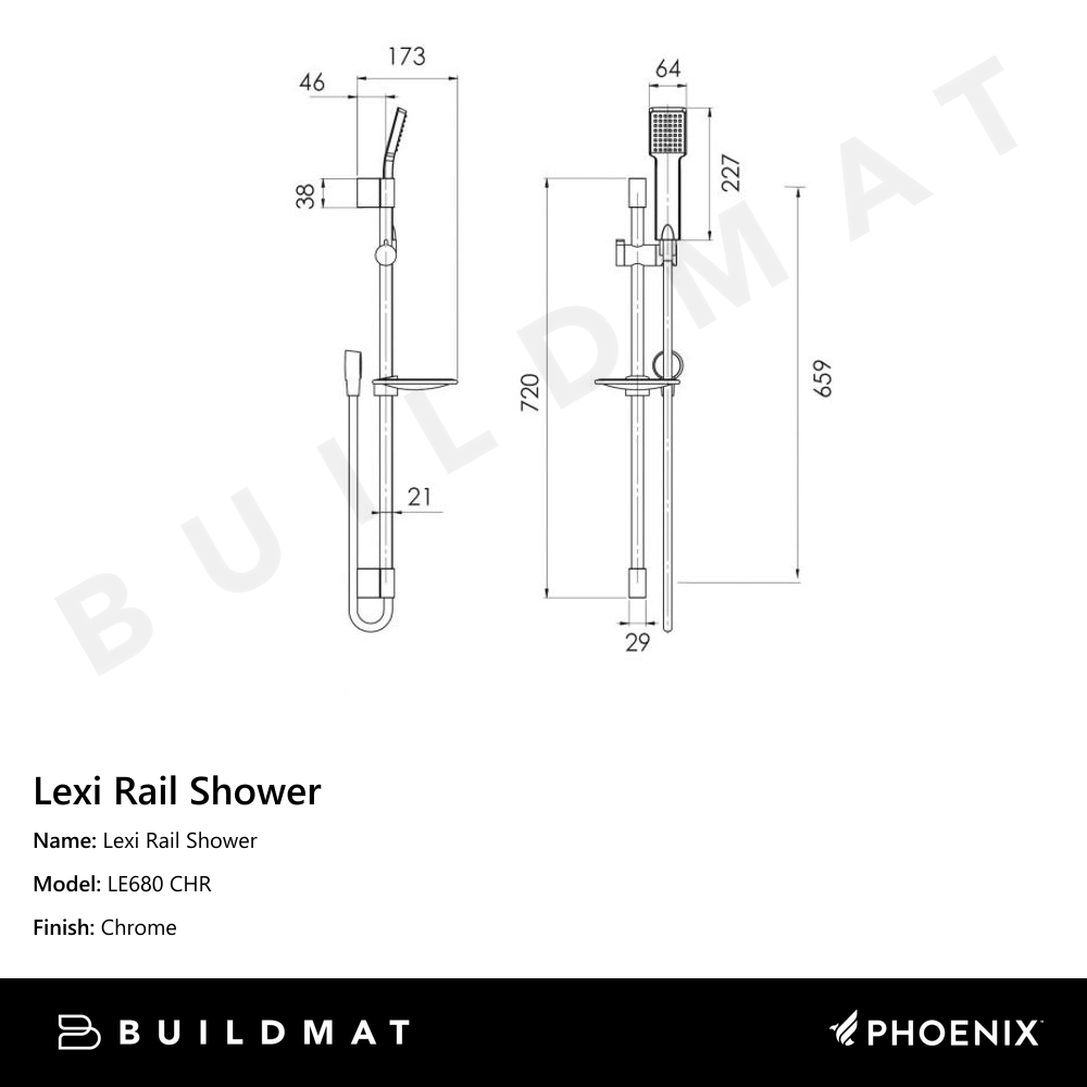 Lexi Rail Shower Chrome