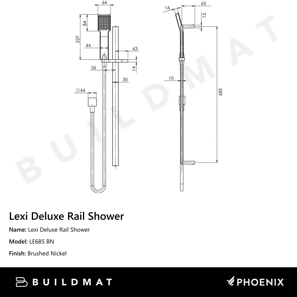 Lexi Deluxe Rail Shower Brushed Nickel