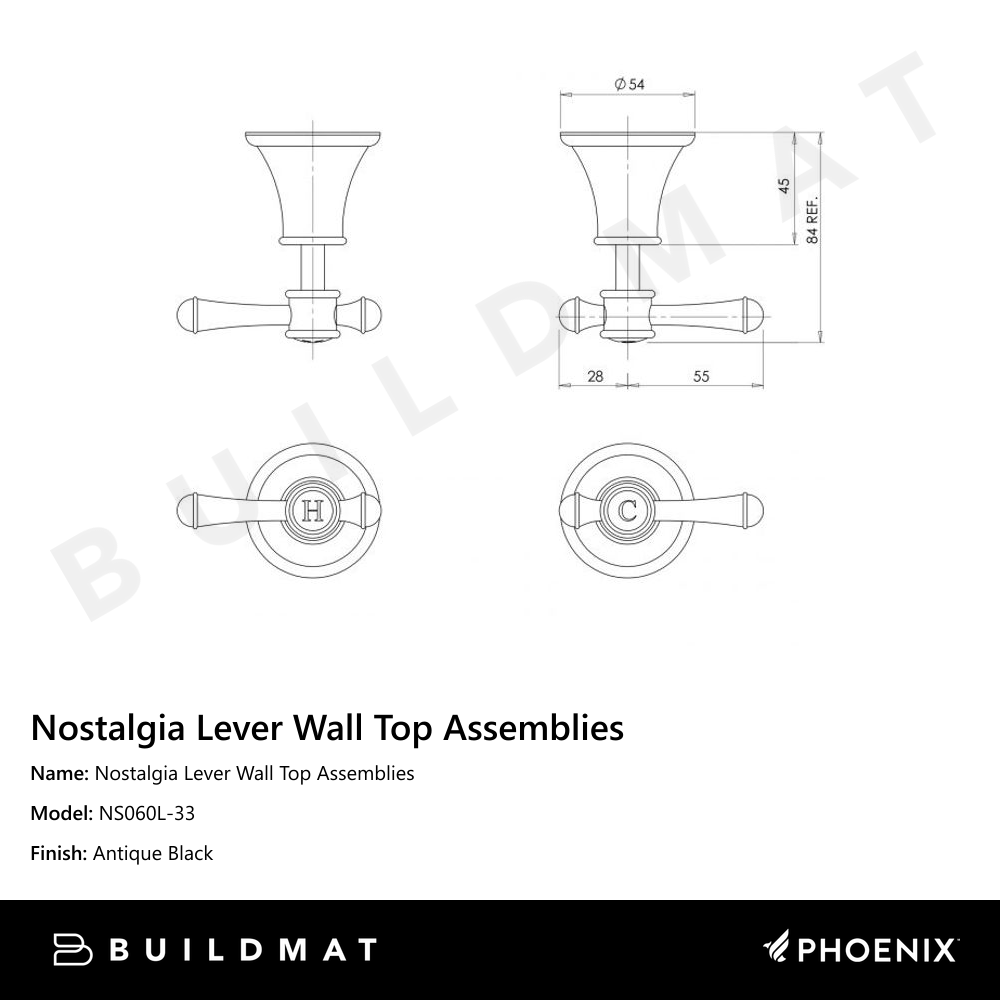 Nostalgia Lever Wall Top Assemblies Antique Black