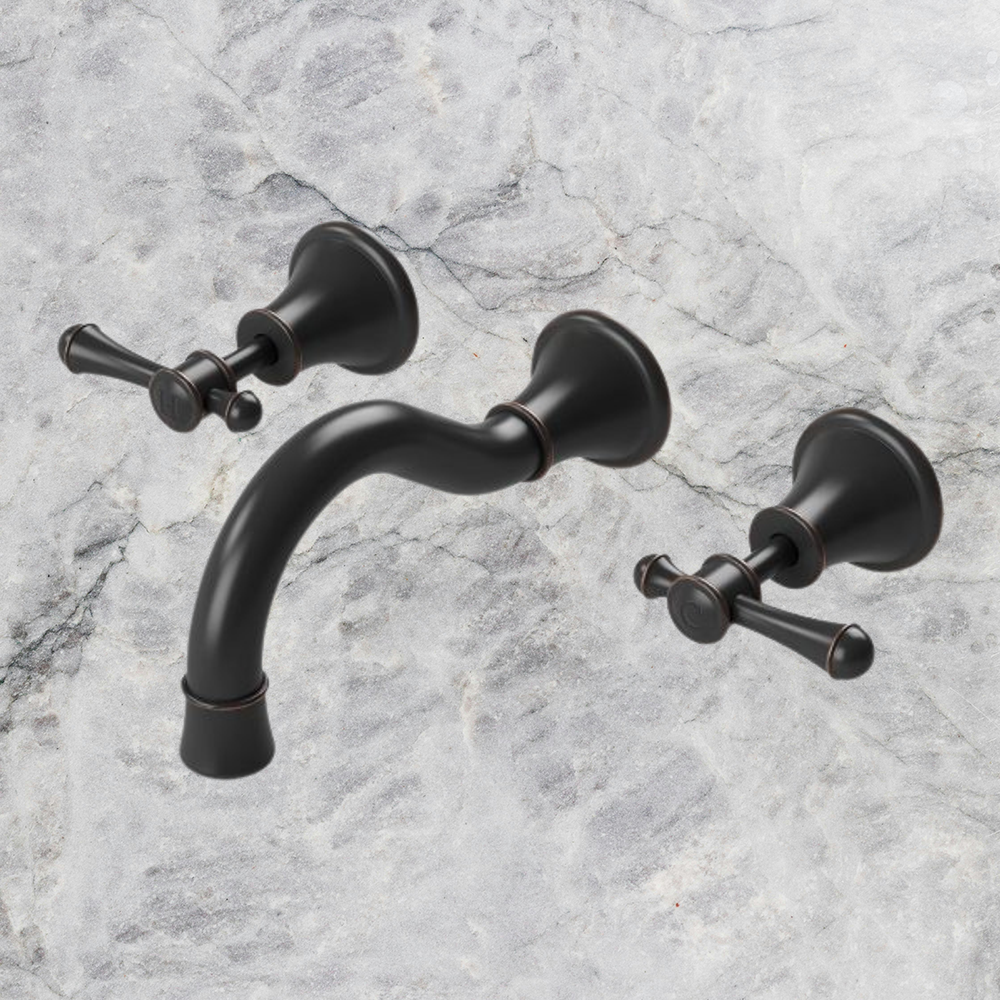 Nostalgia Lever Basin / Bath Set 180mm Shepherds Crook Antique Black