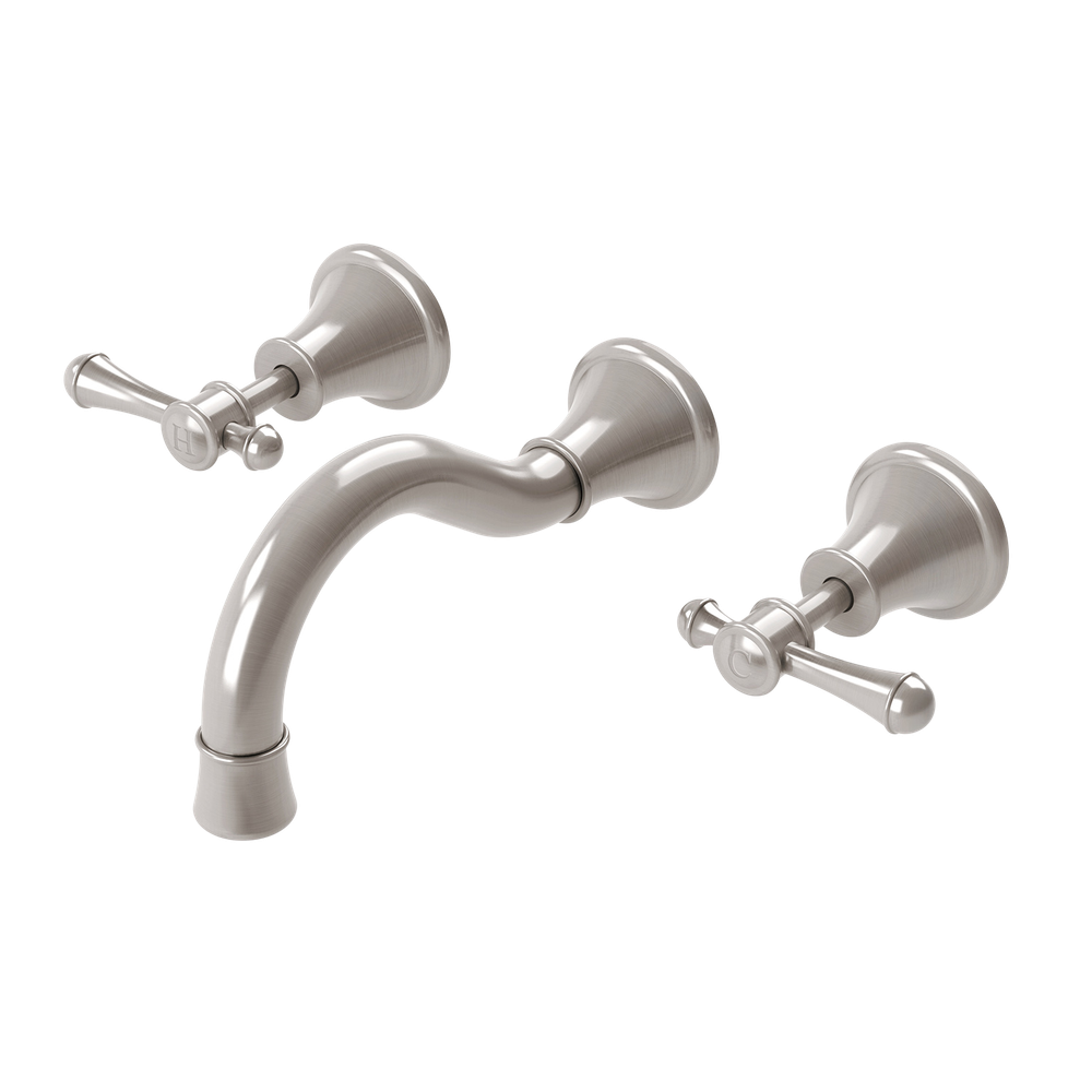 Nostalgia Lever Basin / Bath Set 180mm Shepherds Crook Brushed Nickel