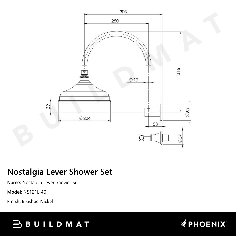 Nostalgia Lever Shower Set Brushed Nickel