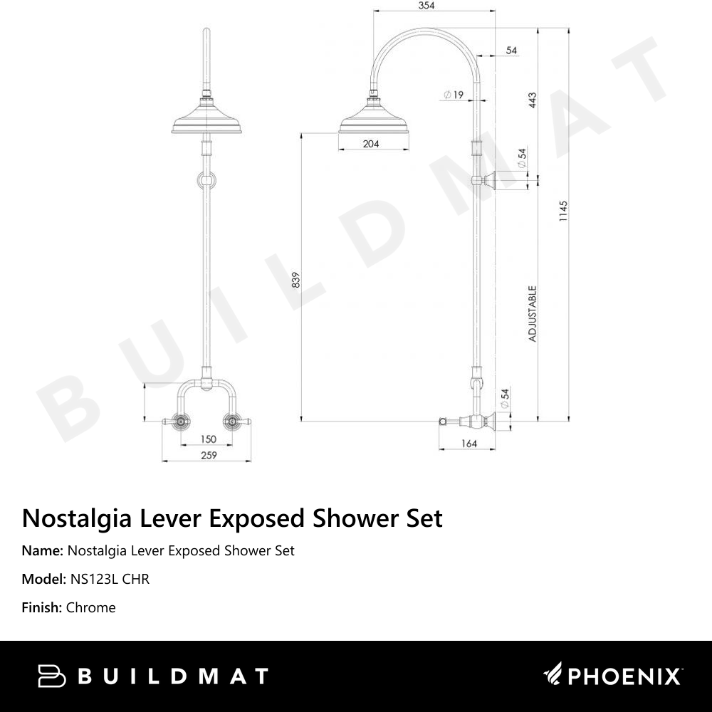 Nostalgia Lever Exposed Shower Set Chrome