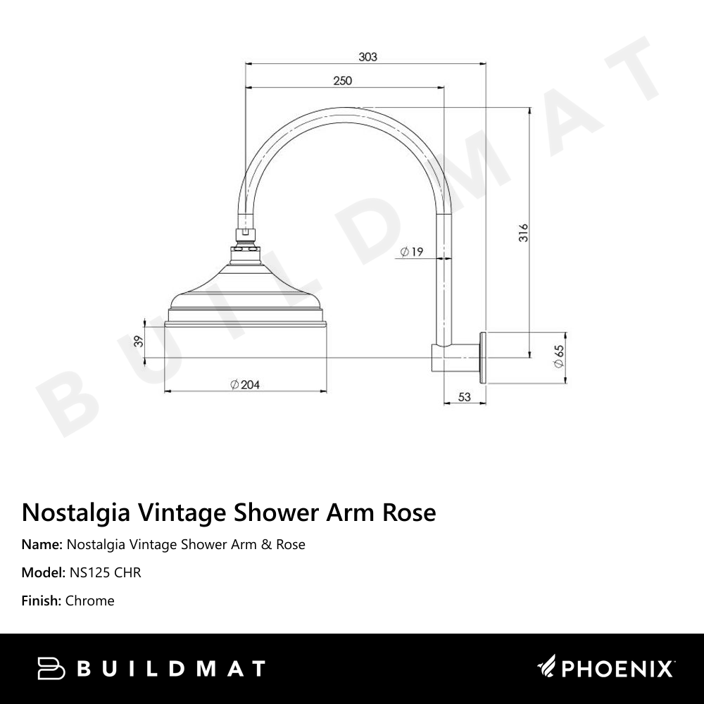 Nostalgia Vintage Shower Arm & Rose Chrome