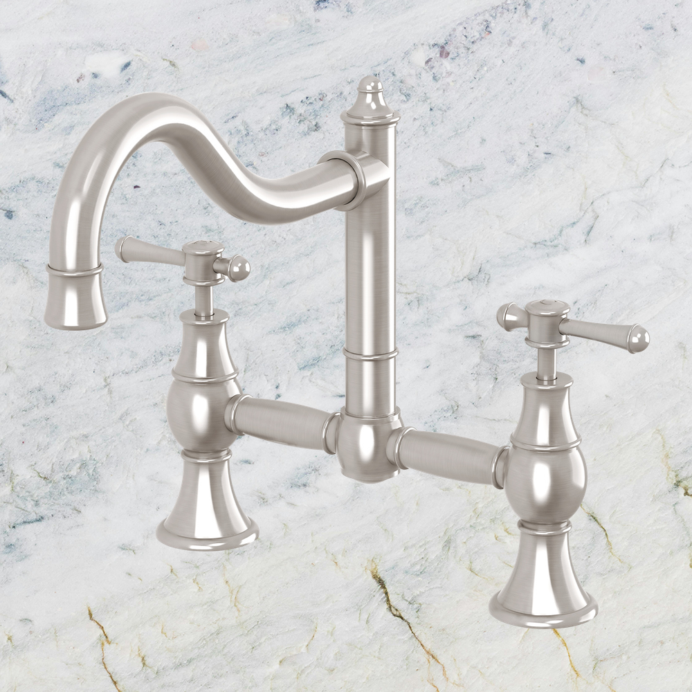 Nostalgia Exposed Sink Set 230mm Shepherds Crook Brushed Nickel