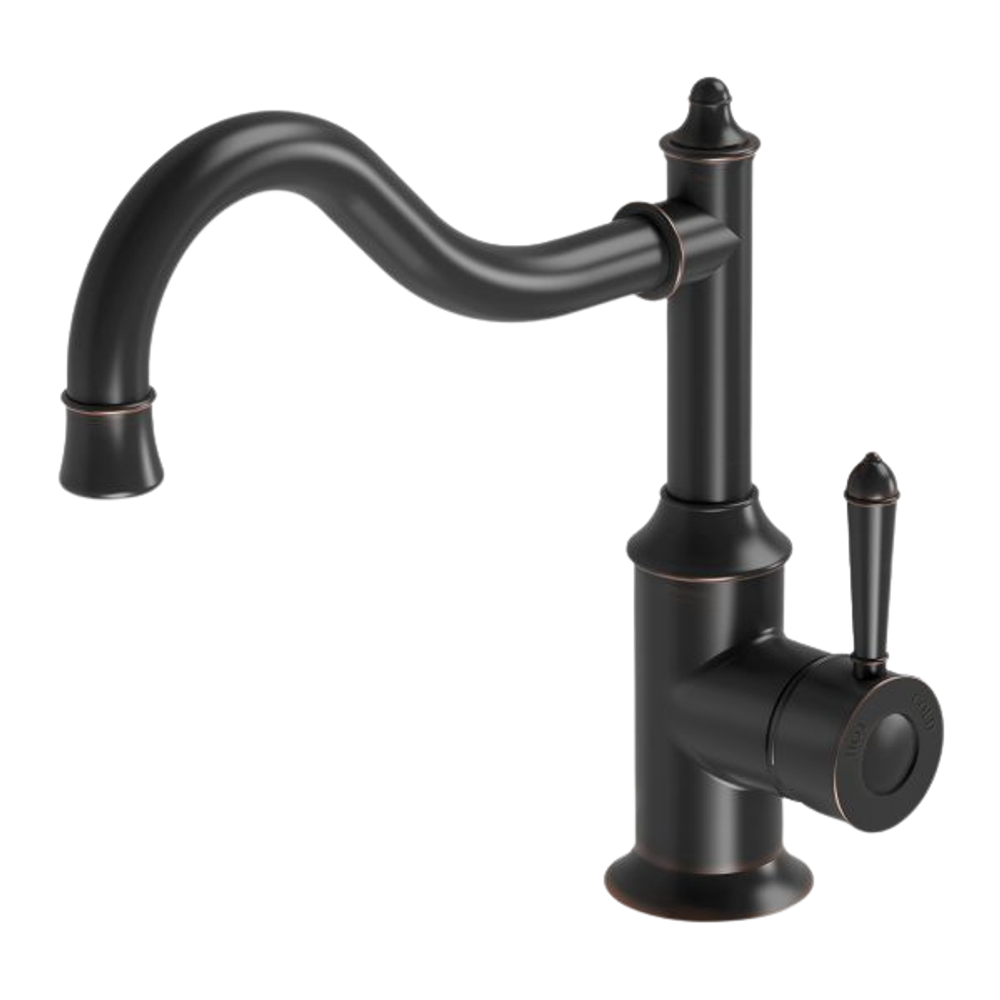 Nostalgia Sink Mixer 220mm Shepherds Crook Antique Black