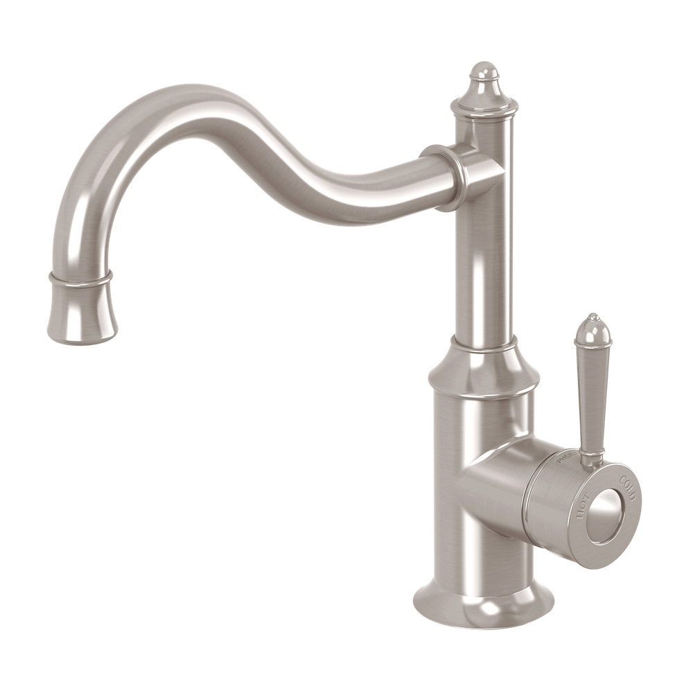 Nostalgia Sink Mixer 220mm Shepherds Crook Brushed Nickel