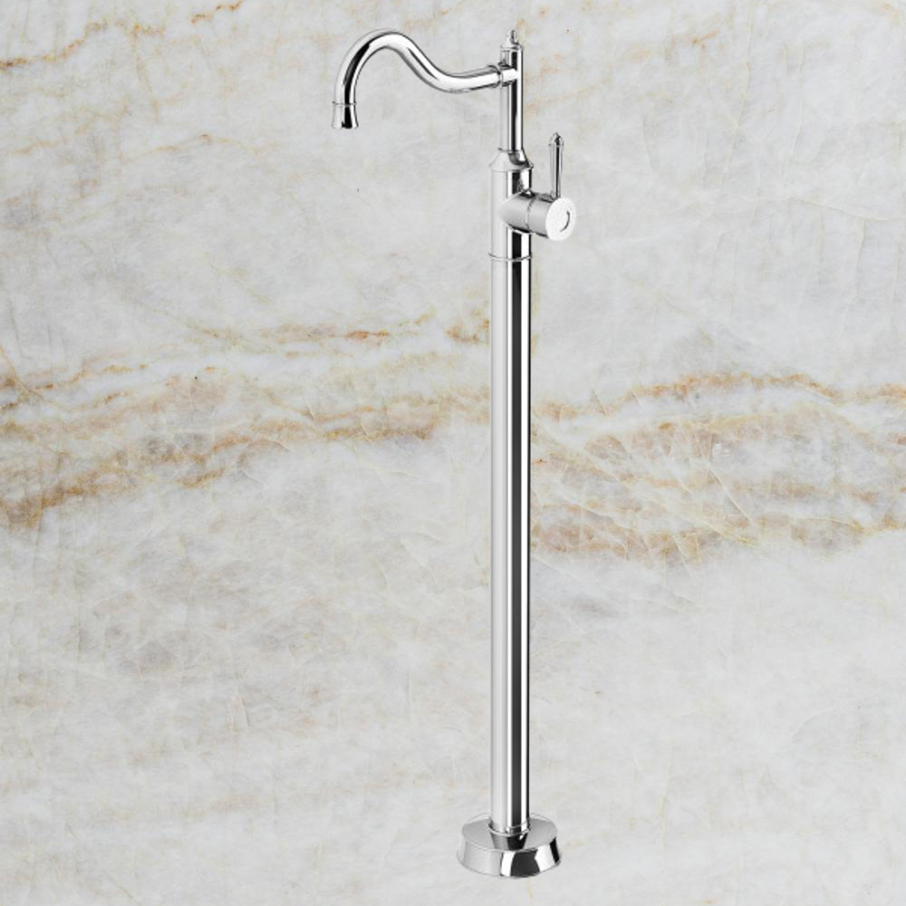 Nostalgia Floor Mounted Bath Mixer Shepherds Crook Chrome