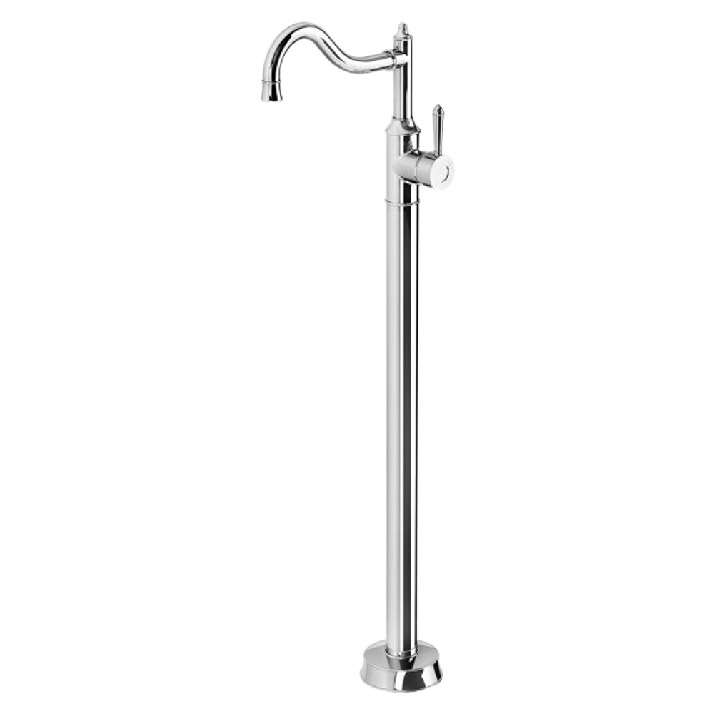 Nostalgia Floor Mounted Bath Mixer Shepherds Crook Chrome