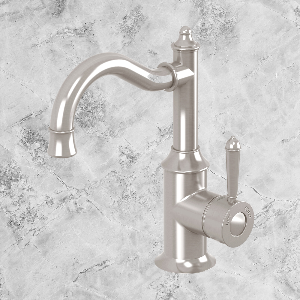 Nostalgia Basin Mixer 160mm Shepherds Crook Brushed Nickel