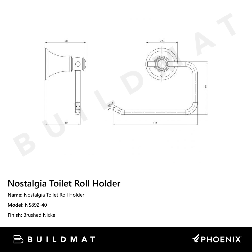 Nostalgia Toilet Roll Holder Brushed Nickel