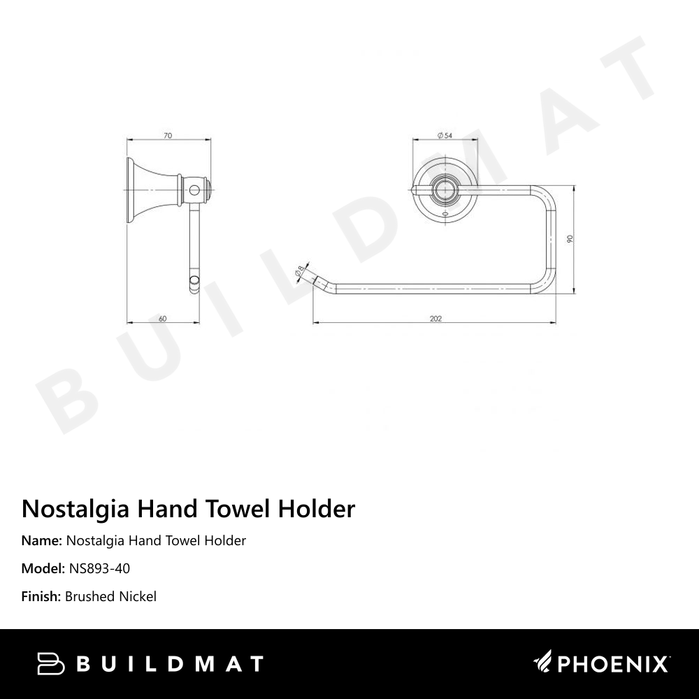 Nostalgia Hand Towel Holder Brushed Nickel